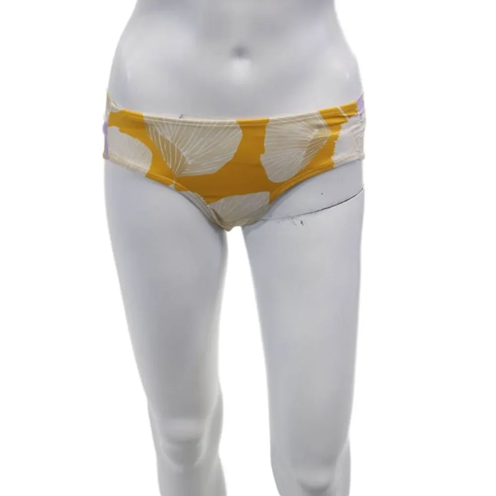 Palmacea Womens Swimwear Seashell Print Pull-On Bikini Bottom Yellow Size M